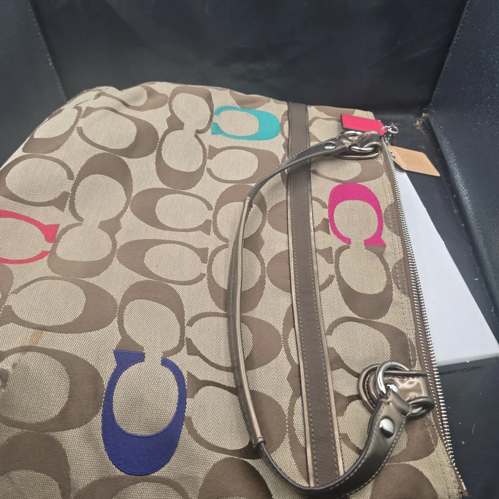 Coach Tan and Multicolor Signature Shoulder‎ Bag - Picture 5 of 7